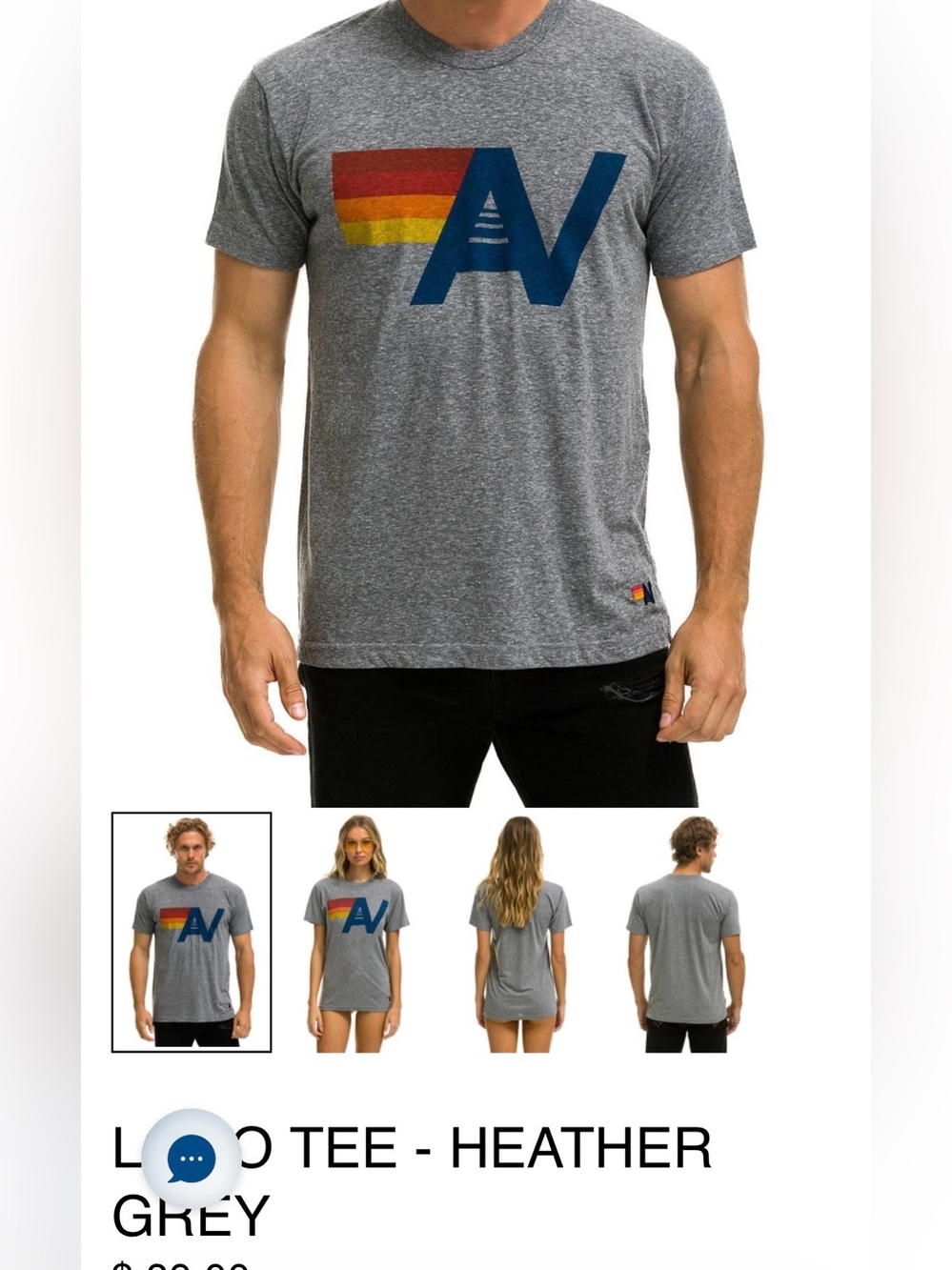 Aviator Nation Unisex Grey Logo Graphic Tee - Retro Stripe - Picture 4 of 4